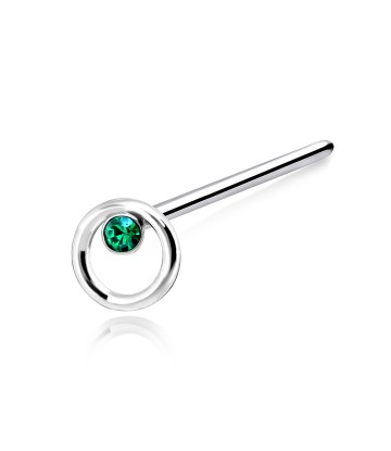 Circular Stone Silver Straight Nose Stud NSKA-646